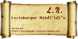 Lozinberger Nikétás névjegykártya